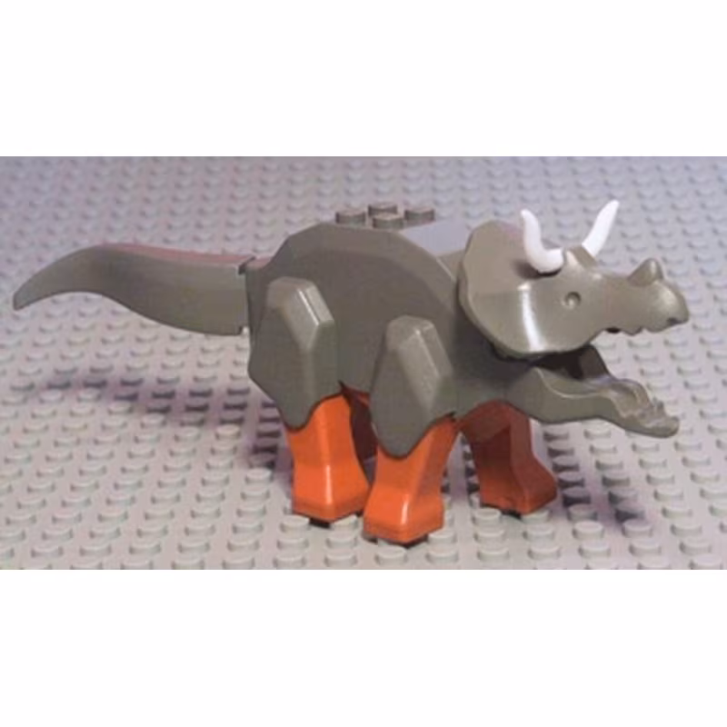 Dinosaur Triceratops with Dark Orange Legs and White Horns