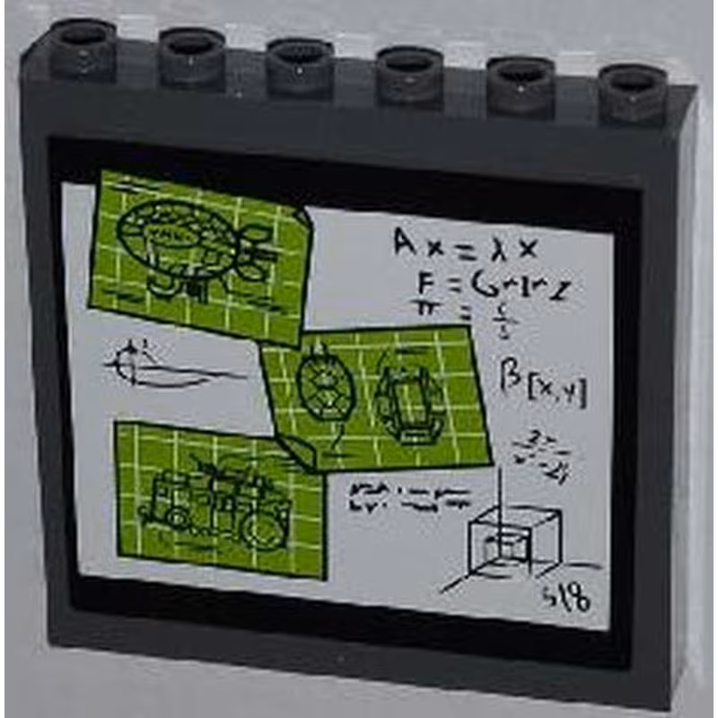 Panel 1 x 6 x 5 with Drawings and Equations on Whiteboard Pattern (Sticker) - Set 79103