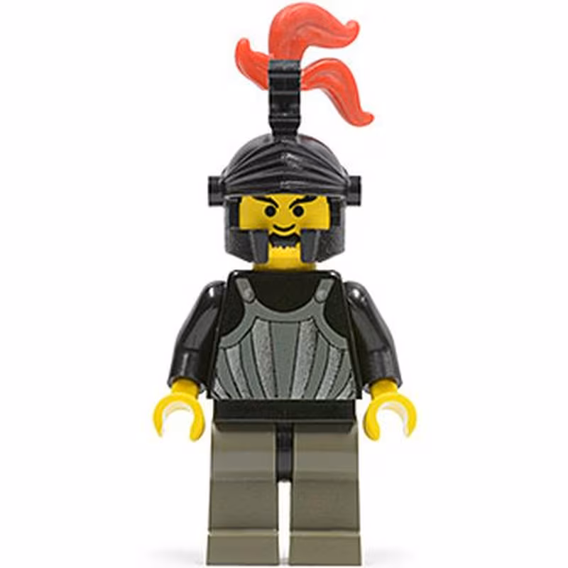 Fright Knights - Knight 1, Black Dragon Helmet, Red 3-Feather Plume