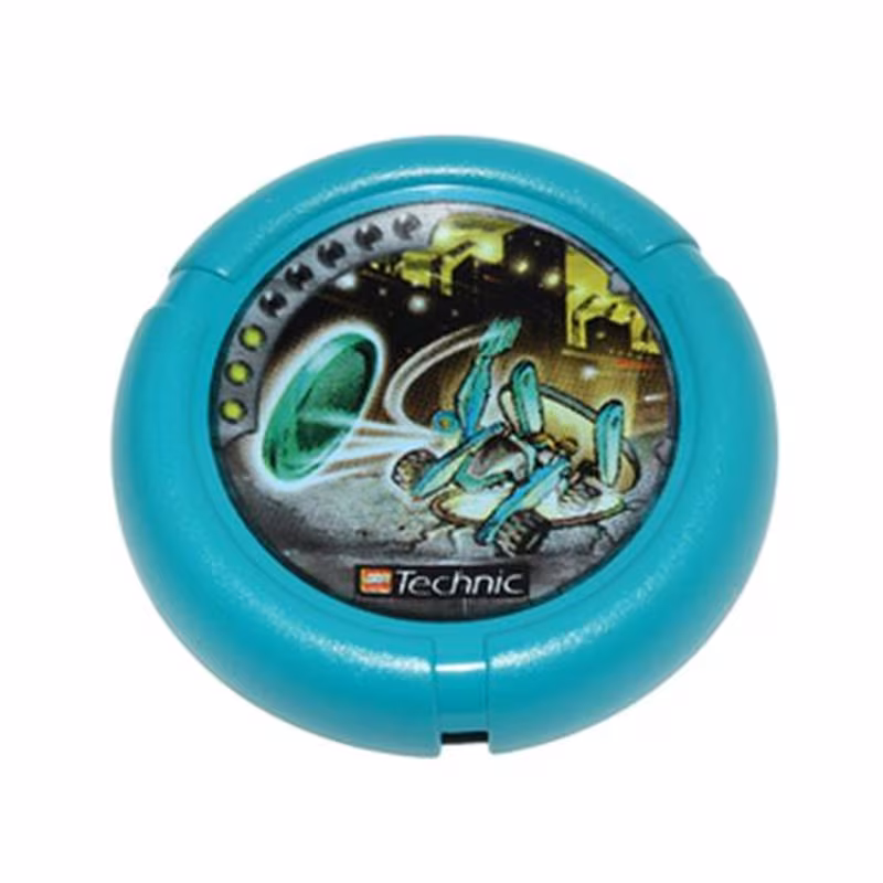 Throwing Disk with Throwbot Turbo / Slizer City 3 Pips, LEGO Technic Logo, and Robot Throwing Disk Pattern