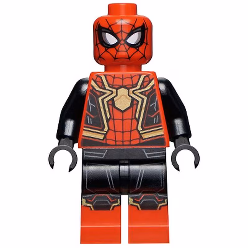 Spider-Man - Black and Red Suit, Large Gold Spider, Gold Knee Trim (Integrated Suit) Spider-Man - Black and Red Suit, Large Gold Spider, Gold Knee Trim (Integrated Suit)