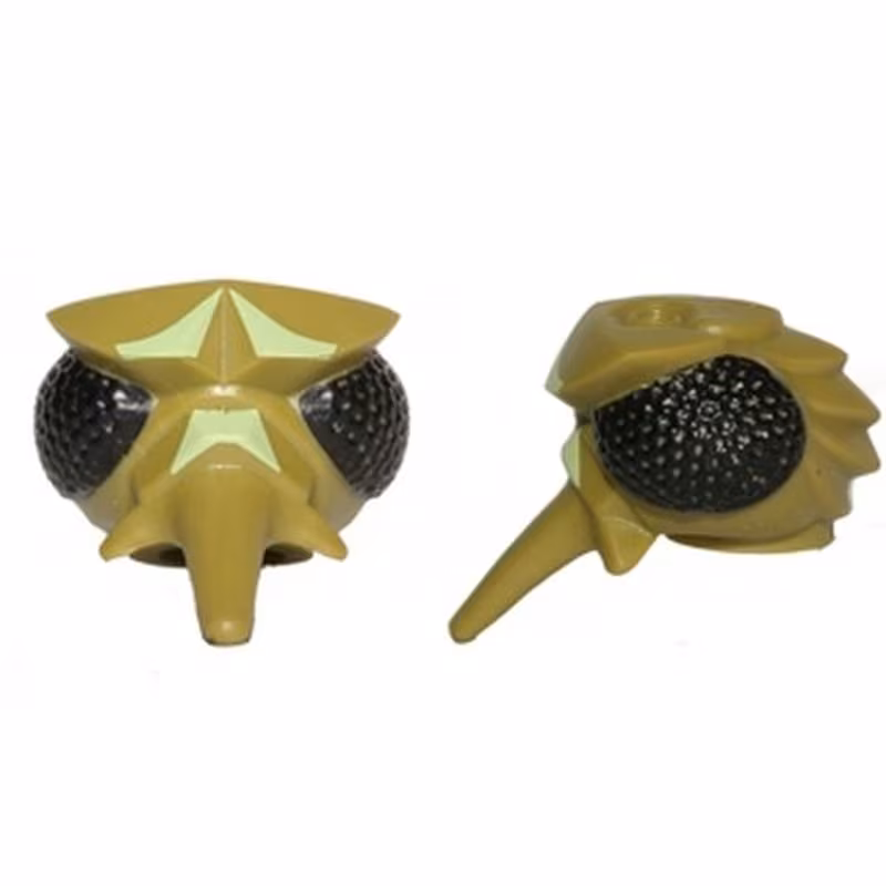 Minifigure, Head, Modified Galaxy Squad Alien Mosquitoid, Compound Eyes, Long Proboscis, with Yellowish Green Pattern Minifigure, Head, Modified Galaxy Squad Alien Mosquitoid, Compound Eyes, Long Proboscis, with Yellowish Green Pattern