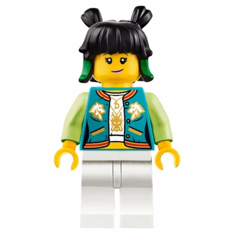 Mei - Dark Turquoise Jacket, Lopsided Grin / Sneer Mei - Dark Turquoise Jacket, Lopsided Grin / Sneer