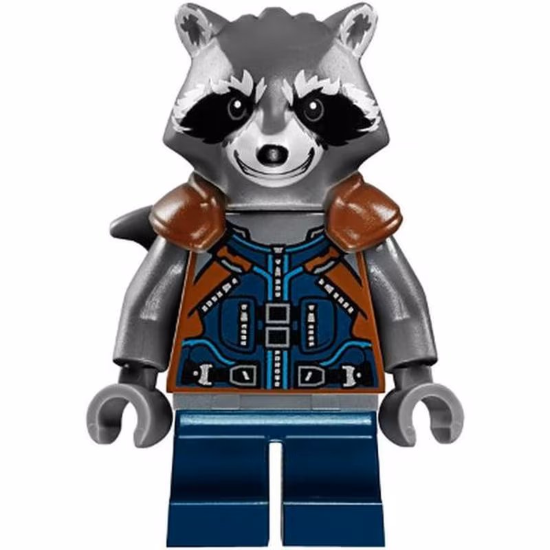 Rocket Raccoon - Dark Blue and Reddish Brown Outfit, Dark Bluish Gray Head Rocket Raccoon - Dark Blue and Reddish Brown Outfit, Dark Bluish Gray Head
