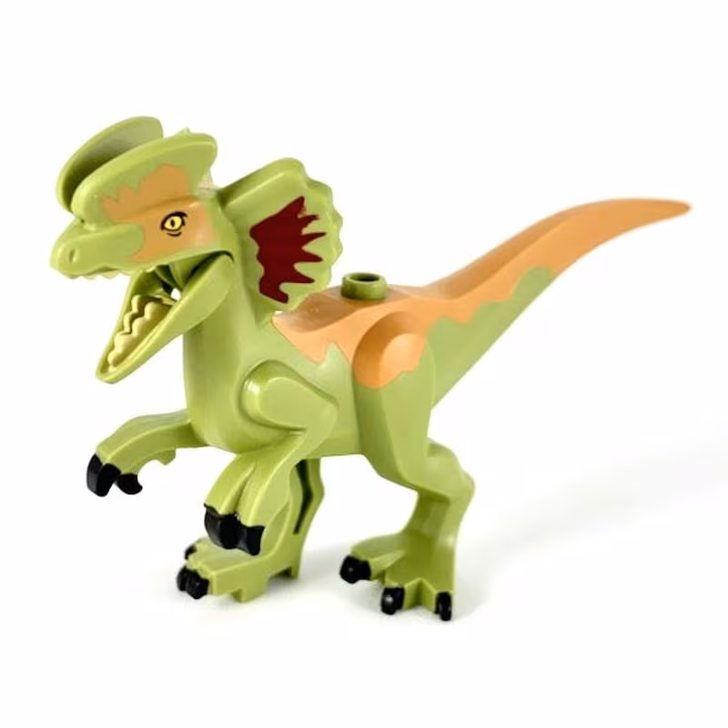 Dinosaur Dilophosaurus Second Version with Flexible Rubber Tail, Dark Red and Medium Nougat Markings