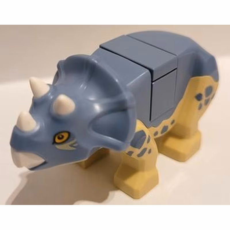 Dinosaur Triceratops Baby with Sand Blue Top with White Horns and Beak Pattern with Brick and Tile