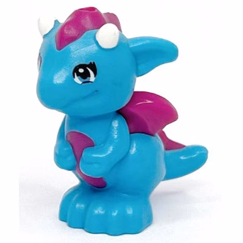 Dragon, Elves, Baby with Molded Magenta Stomach, Spines, and Wings and Printed White Horns Pattern (Miku)