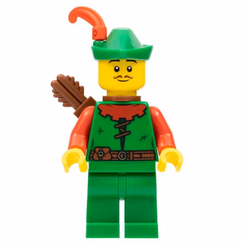 Forestman - Red, Green Hat, Red Feather, Quiver, Moustache