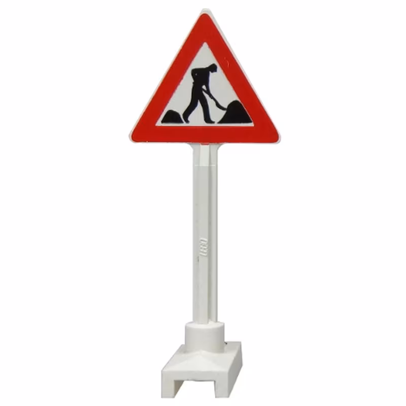 Road Sign Triangle with Thin Worker and 2 Piles Pattern