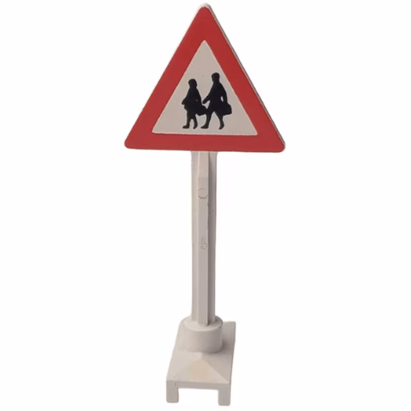 Road Sign Triangle with Pedestrian Crossing 2 People Pattern