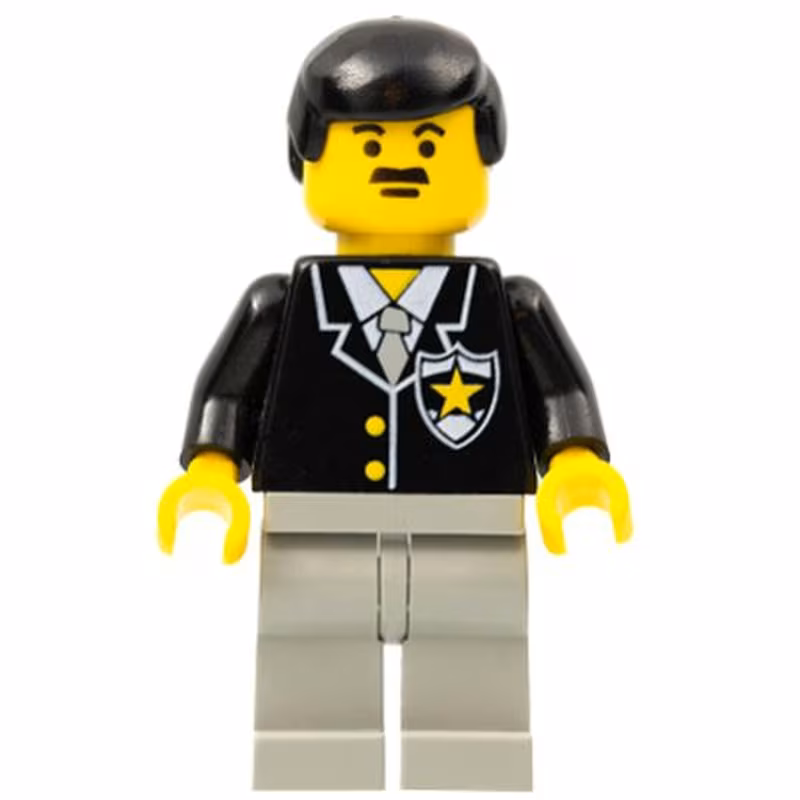 Police - Suit with Sheriff Star, Light Gray Legs, Black Male Hair