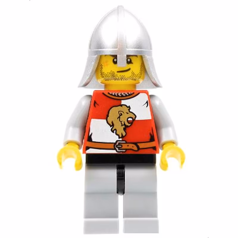 Kingdoms - Lion Knight Quarters, Helmet with Neck Protector, Crooked Smile and Scar