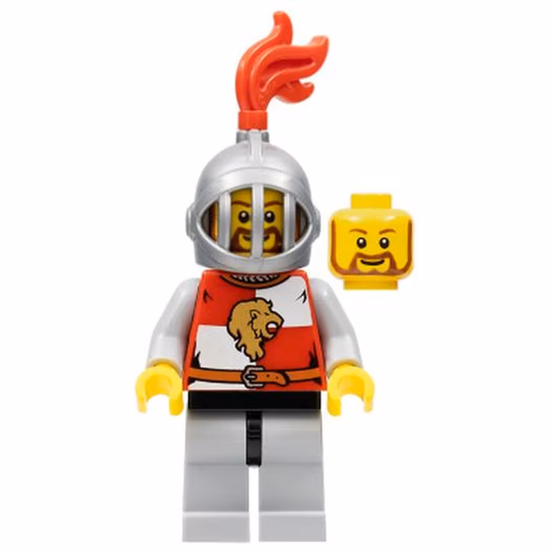 Kingdoms - Lion Knight Quarters, Helmet with Fixed Grille, Brown Beard Rounded
