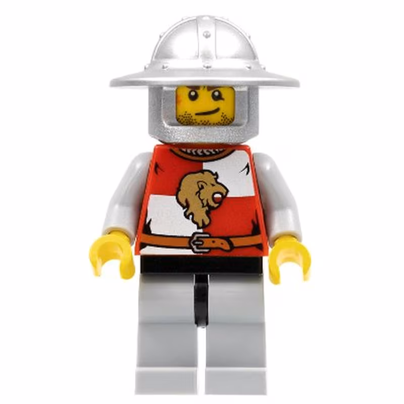 Kingdoms - Lion Knight Quarters, Helmet with Broad Brim, Crooked Smile and Scar (Chess Pawn)