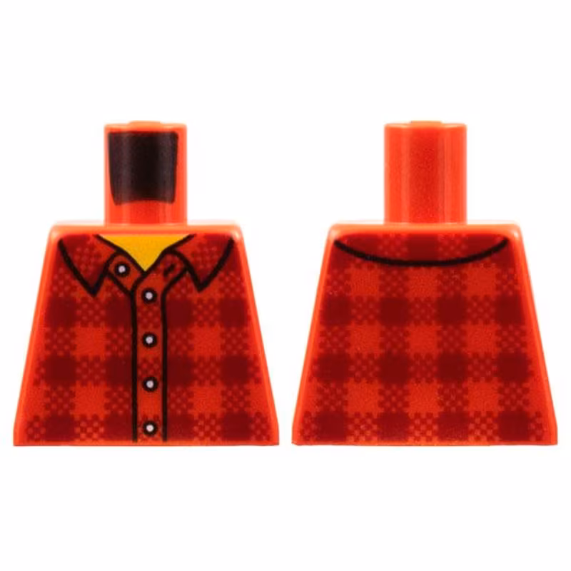 Torso Plaid Flannel Shirt with Collar and 5 Buttons Pattern