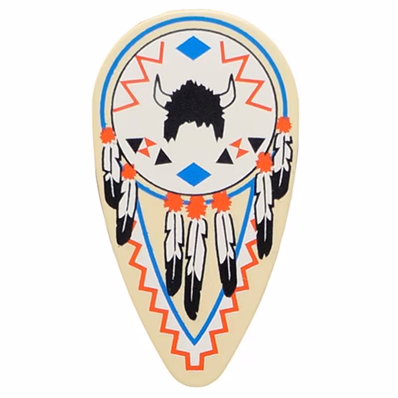 Minifigure, Shield Ovoid with Feathers and Helmet Pattern Minifigure, Shield Ovoid with Feathers and Helmet Pattern