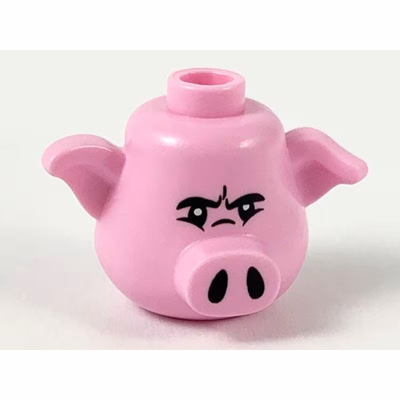 Minifigure, Head, Modified Pig, Stud on Top with Black Eyes and Nostrils Pattern Minifigure, Head, Modified Pig, Stud on Top with Black Eyes and Nostrils Pattern