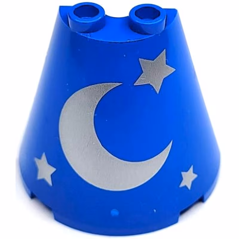 Cone Half 4 x 2 x 3 with Silver Crescent Moon and Stars Pattern Cone Half 4 x 2 x 3 with Silver Crescent Moon and Stars Pattern