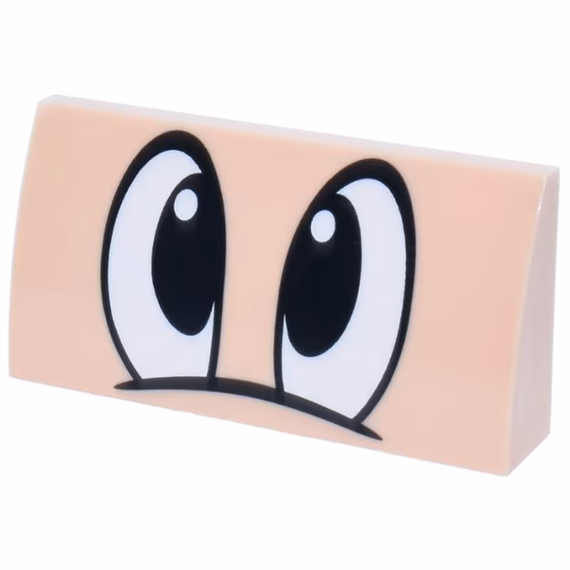 Slope, Curved 2 x 4 x 2/3 with Bottom Tubes with Large White Eyes with Black Pupils Pattern (Mickey Mouse)