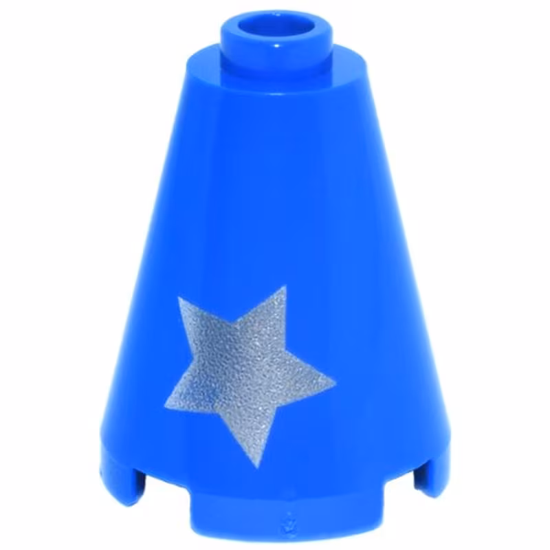 Cone 2 x 2 x 2 - Open Stud with Silver Star Pattern Cone 2 x 2 x 2 - Open Stud with Silver Star Pattern