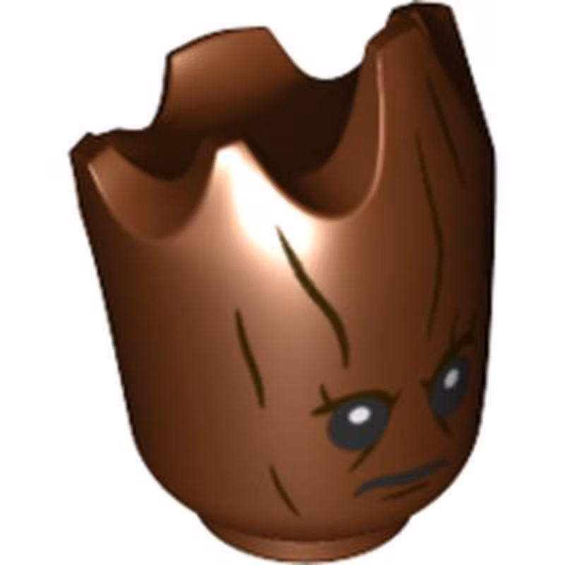 Minifigure, Head, Modified Groot Pattern Minifigure, Head, Modified Groot Pattern