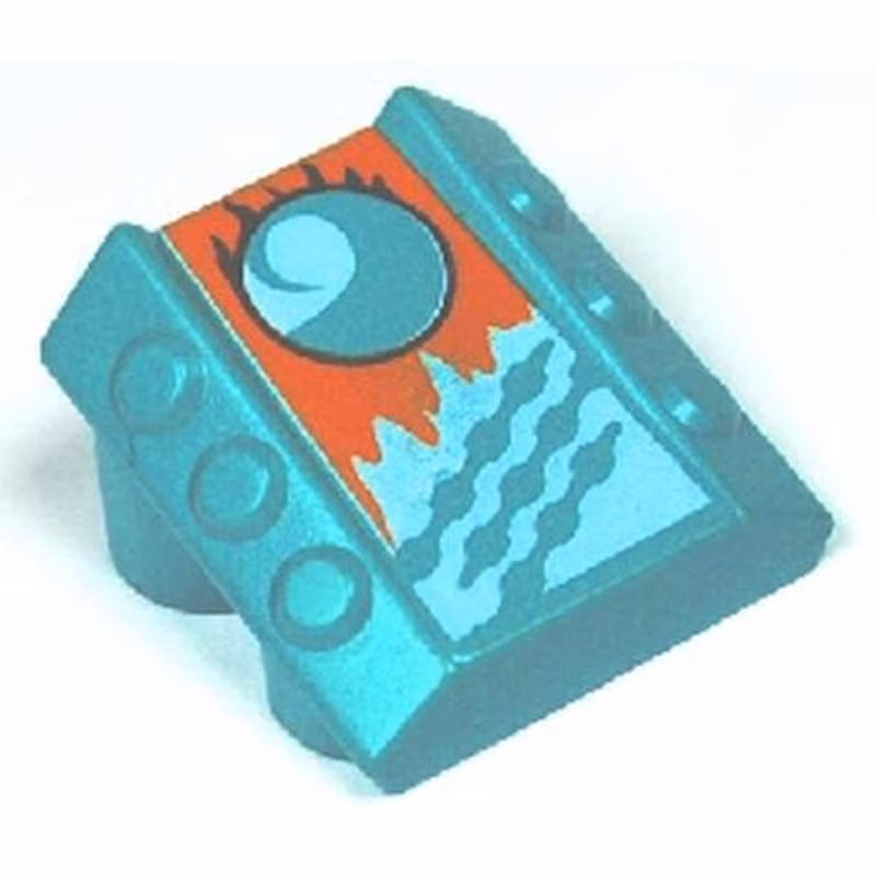 Brick, Modified 2 x 2 No Studs, Sloped with 6 Side Pistons Raised and Loopin Pattern Brick, Modified 2 x 2 No Studs, Sloped with 6 Side Pistons Raised and Loopin Pattern