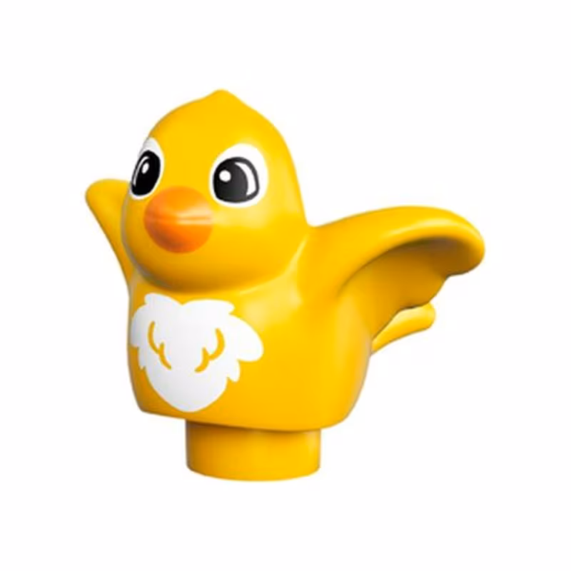 Duplo Bird with White Chest Feathers and Eye Borders, Orange Beak Pattern Duplo Bird with White Chest Feathers and Eye Borders, Orange Beak Pattern