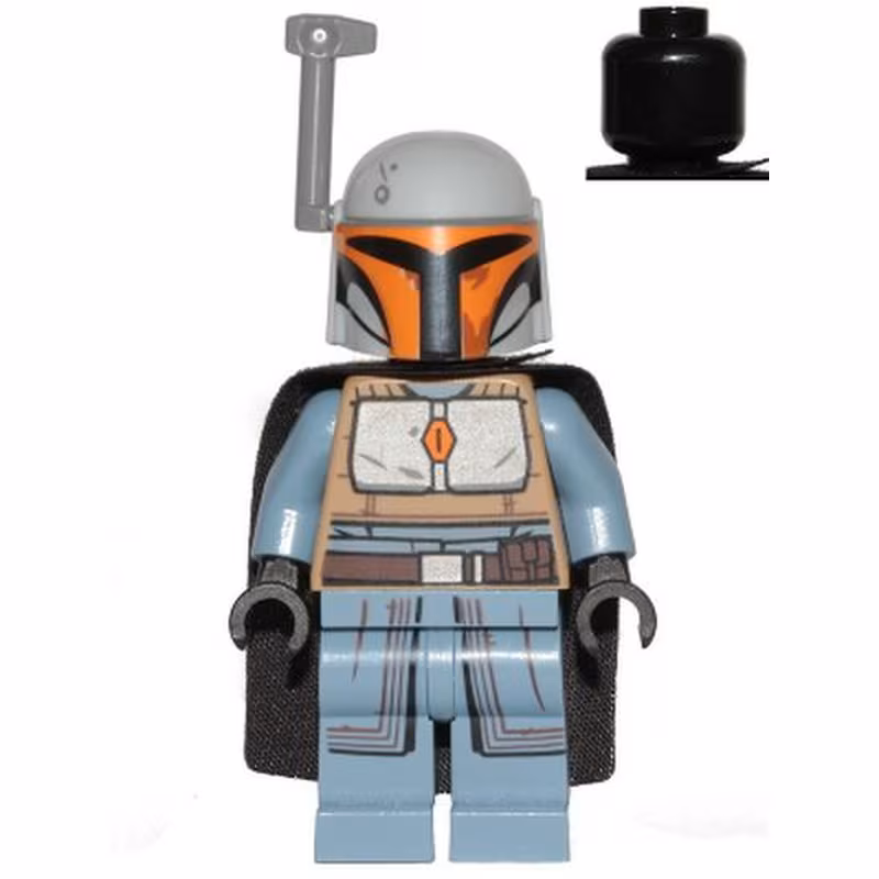 Mandalorian Tribe Warrior - Female, Black Cape, Light Bluish Gray Helmet with Antenna / Rangefinder