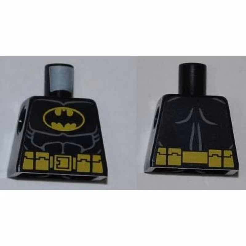 Torso Batman Suit with Bat in Yellow Oval Logo, Utility Belt with Pouches, Dark Bluish Gray Muscles Outline Pattern