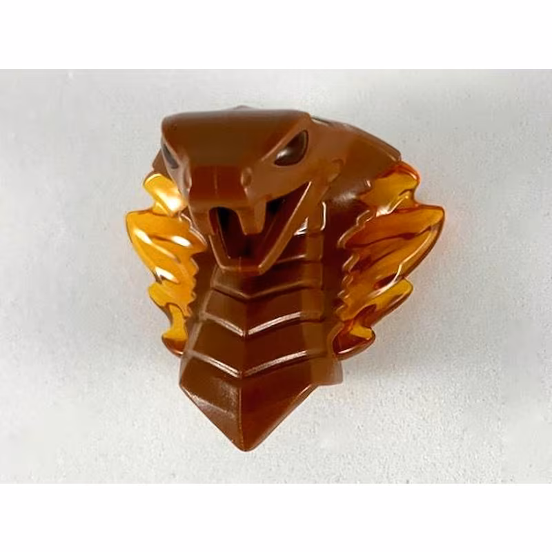 Minifigure, Head, Modified Snake, Cobra with Open Mouth with Molded Trans-Orange Eyes, Tongue, and Flames on Open Hood Pattern Minifigure, Head, Modified Snake, Cobra with Open Mouth with Molded Trans-Orange Eyes, Tongue, and Flames on Open Hood Pattern