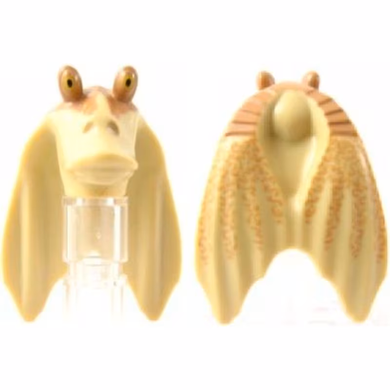 Minifigure, Head, Modified SW Gungan Flat Eyes with Nougat Top Pattern