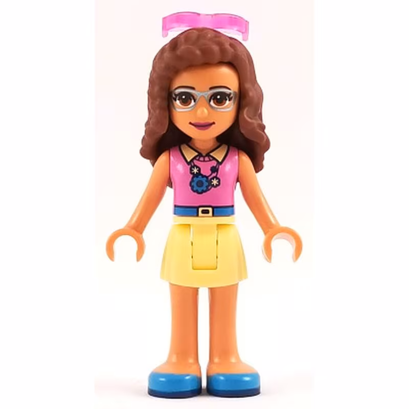 Friends Olivia (Nougat) - Bright Light Yellow Skirt, Dark Pink Top, Sunglasses