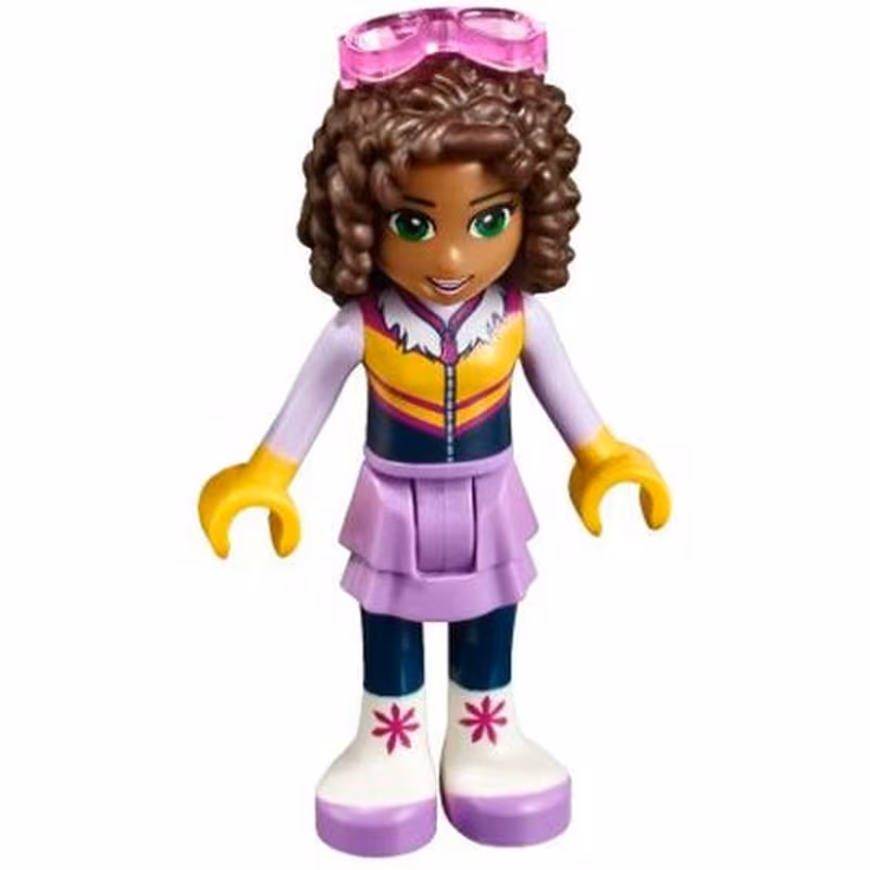 Friends Andrea - Medium Lavender Skirt, Ski Vest, Glasses