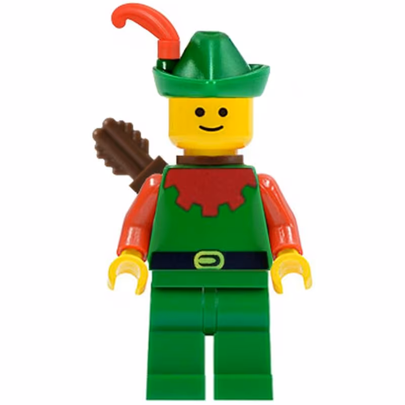 Forestman - Red, Green Hat, Red Feather, Quiver