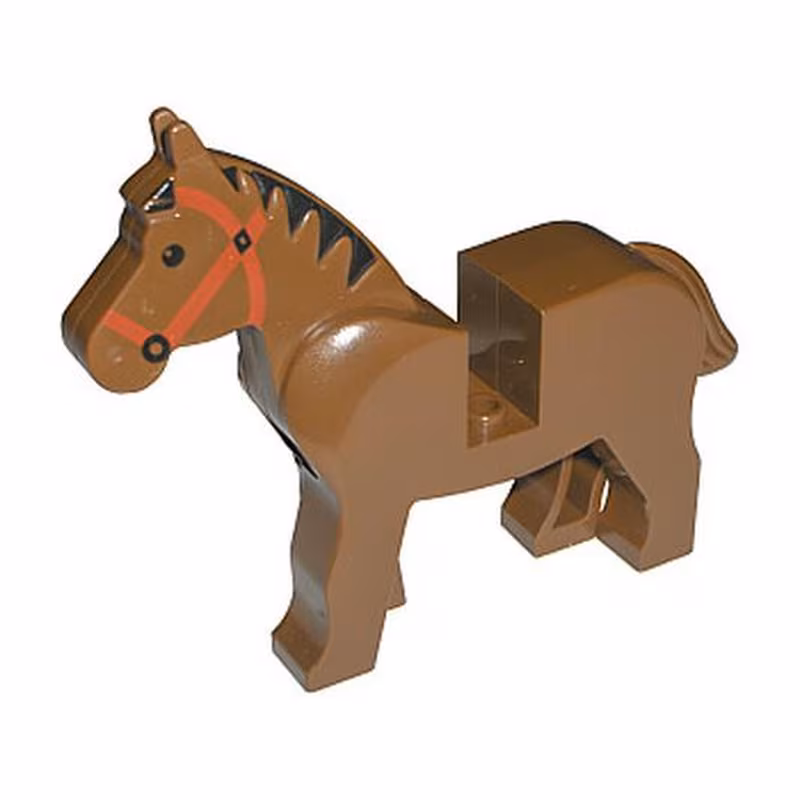 Horse with Black Eyes, Red Bridle, Black Mane Pattern Horse with Black Eyes, Red Bridle, Black Mane Pattern