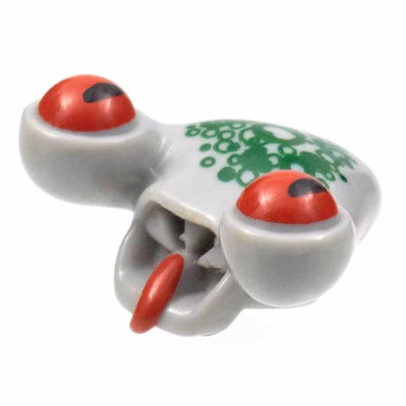 Minifigure, Head, Modified Alien with Tongue and Red Eyes, Dark Green Scales Pattern (Squidman)
