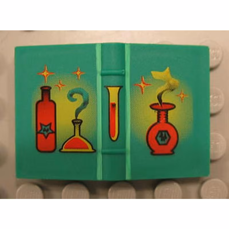 Minifigure, Utensil Book 2 x 3 with Red and Yellow Bottles, Flasks and Sparkles Pattern