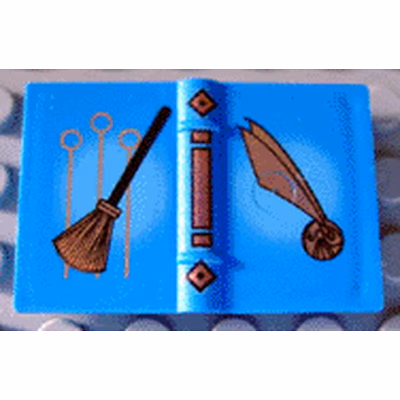 Minifigure, Utensil Book 2 x 3 with Quidditch Rings, Broom, and Golden Snitch Pattern