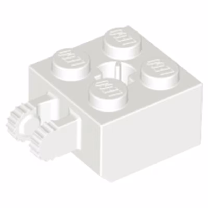 Hinge Brick 2 x 2 Locking with 2 Fingers Vertical and Axle Hole, 9 Teeth