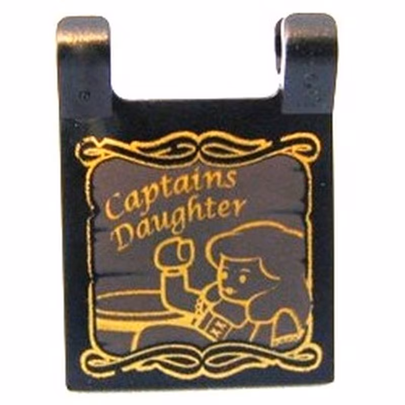 Flag 2 x 2 Square with Gold 'Captains Daughter' and Waving Minifigure Pattern