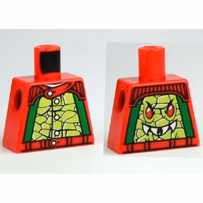 Torso Racers with 5 Buttons, Lime Reptile Scales Front, Reptile Head Back Pattern