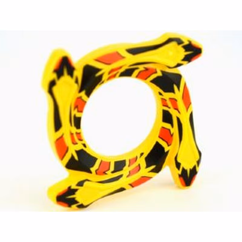 Ring 4 x 4 with 2 x 2 Hole and 4 Snake Head Ends and Red and Black Scales Snake Pattern (Ninjago Spinner Crown) Ring 4 x 4 with 2 x 2 Hole and 4 Snake Head Ends and Red and Black Scales Snake Pattern (Ninjago Spinner Crown)