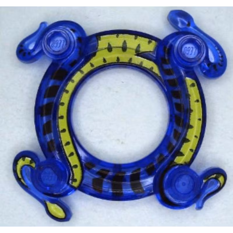 Ring 4 x 4 with 2 x 2 Hole and 2 Intertwined Snakes with Lime Pattern (Ninjago Spinner Crown)