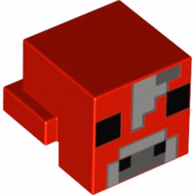 Creature Head Pixelated with Black Eyes and Nostrils, Light Bluish Gray and Dark Bluish Gray Nose, and Forehead with Light Bluish Gray Pixel Between Eyes Pattern (Minecraft Mooshroom)
