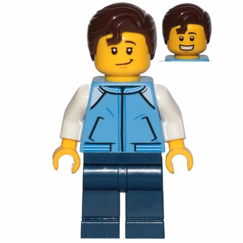 Teenage Boy, Medium Blue Jacket, Dark Blue Legs, Dark Brown Hair Swept Right with Front Curl Teenage Boy, Medium Blue Jacket, Dark Blue Legs, Dark Brown Hair Swept Right with Front Curl