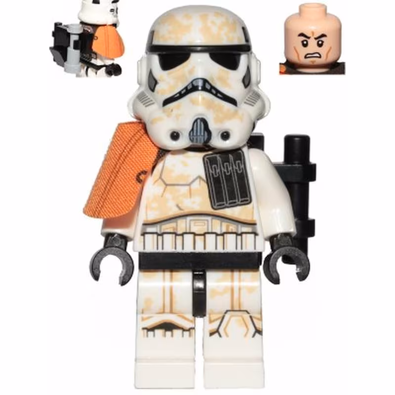 Sandtrooper Squad Leader (Captain) - Dual Molded Helmet, Orange Pauldron, Ammo Pouch, Dirt Stains, Survival Backpack