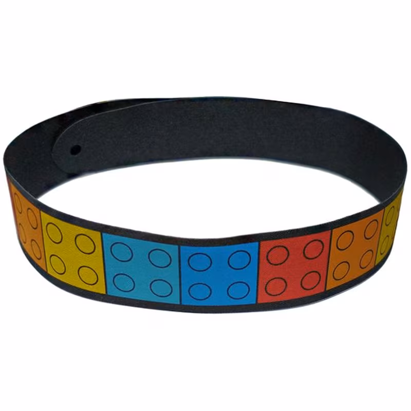 Cloth Camera Strap with 2 Holes and Red, Orange, Yellow, Medium Azure, and Dark Azure 2 x 2 Plates Pattern