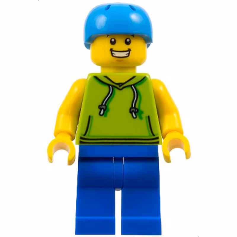 Skateboarder - Male, Lime Hoodie, Blue Legs, Dark Azure Helmet