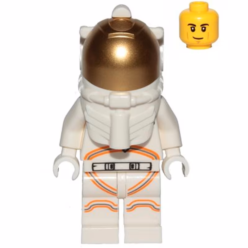 Astronaut - Male, White Spacesuit with Orange Lines, Smirk, Cheek Lines, Black Eyebrows Astronaut - Male, White Spacesuit with Orange Lines, Smirk, Cheek Lines, Black Eyebrows