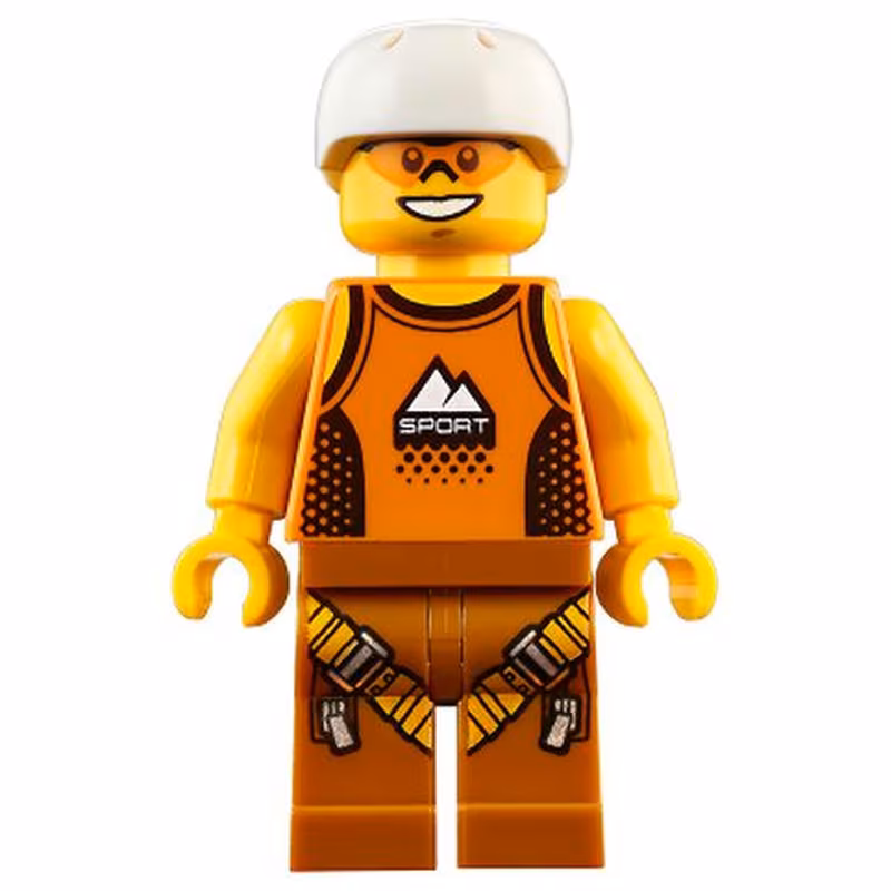 Rock Climber, Orange Tank Top, Dark Orange Legs with Clips, White Sports Helmet Rock Climber, Orange Tank Top, Dark Orange Legs with Clips, White Sports Helmet